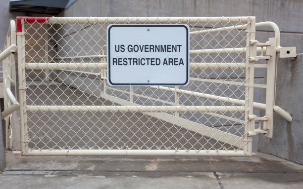 istock US GOVERNMENT RESTRICTED AREA Sign 1142443762