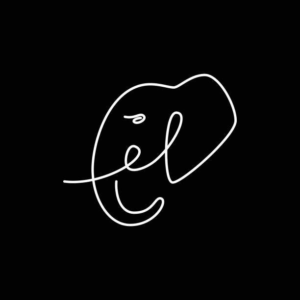 Elephant head icon in continuous line style Elephant head icon in continuous line style. Animal logo. Vector illustration. elephant drawings stock illustrations