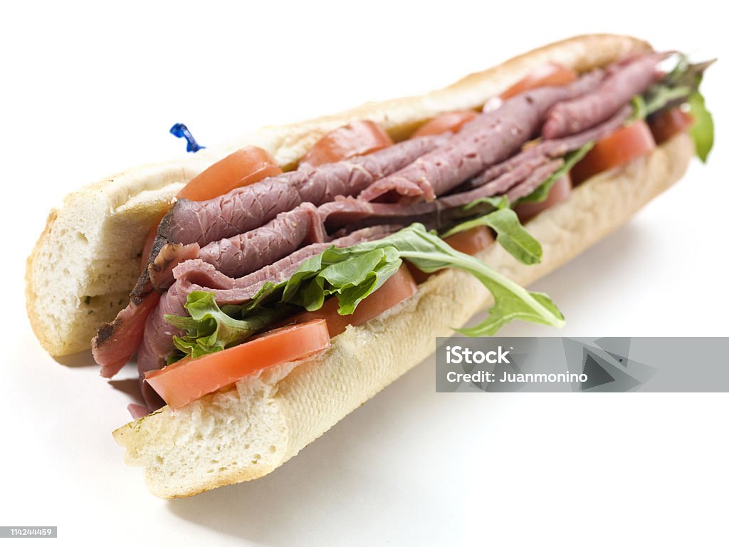 Kanapka z wołowiną - Zbiór zdjęć royalty-free (Sandwich z bagietki)
