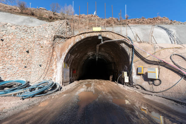 View of the mine entrance for copper mining. View of the mine entrance for copper mining. land mine stock pictures, royalty-free photos & images