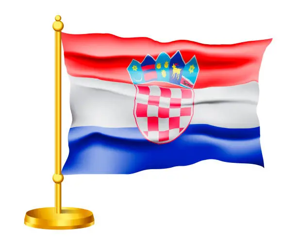 Vector illustration of National flag of Croatia isolated on white background. Waving Vector Icon