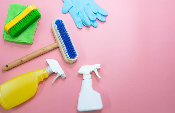 istock Top view of Cleaning set tool service 1142448313