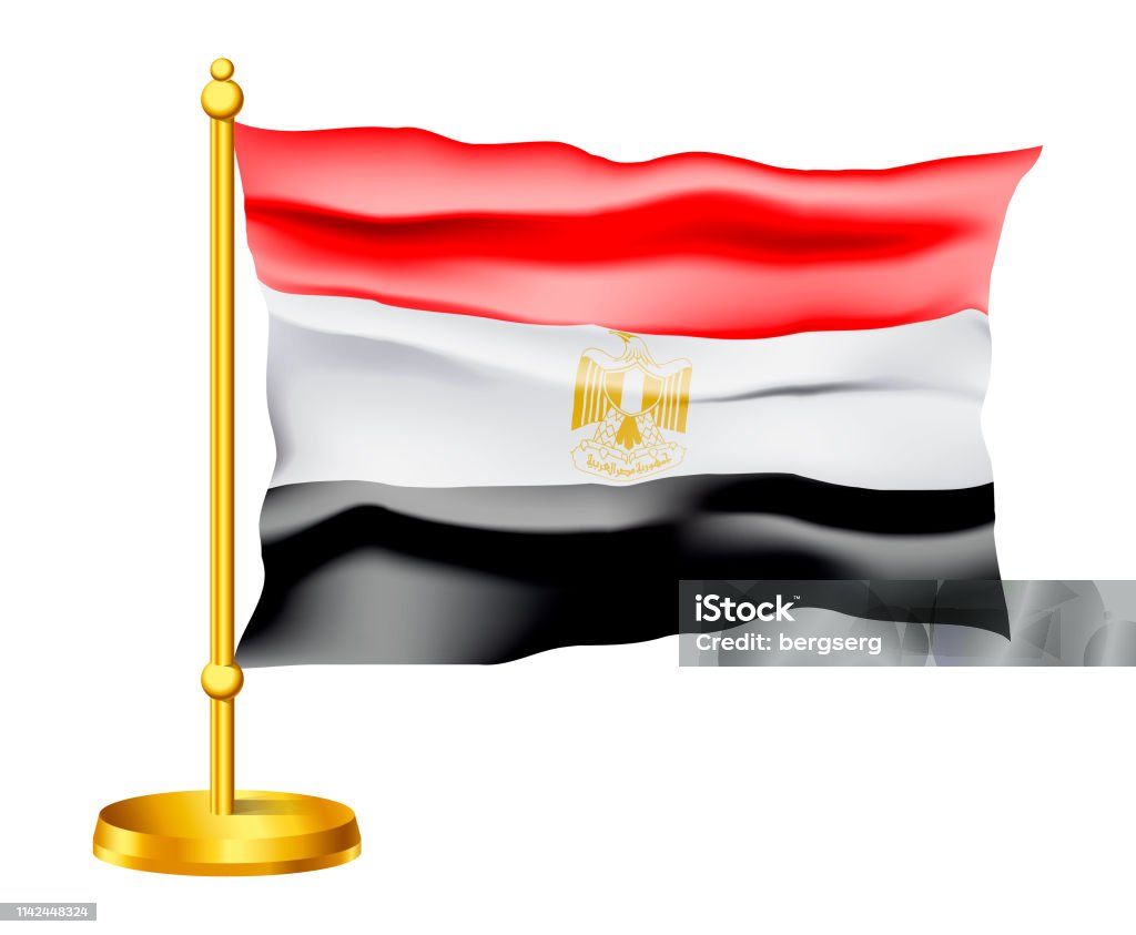 National flag of Egypt isolated on white background. Waving Vector Icon Waving Vector Flag of Egypt isolated on white background Africa stock vector