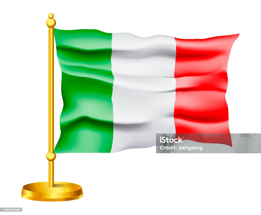 Bendera Nasional Italia Terisolasi Dengan Latar Belakang Putih Ikon