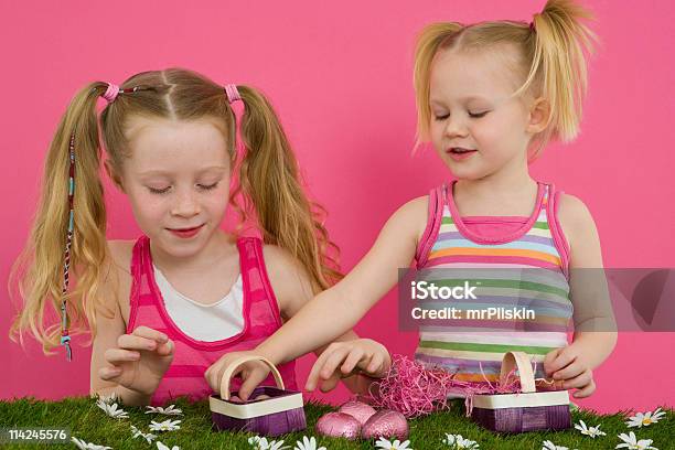 Making An Easter Basket Stock Photo - Download Image Now - Easter Basket, Making, Blond Hair