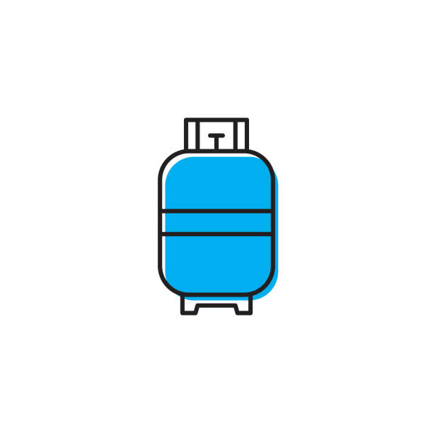 ilustrações de stock, clip art, desenhos animados e ícones de vector icon gas cylinder for cooking isolated on white background - botija de gas