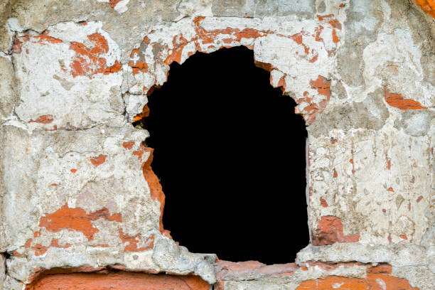 destroyed red brick building