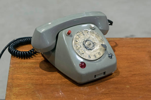 Shot on the old rotary dial phone on the desk.