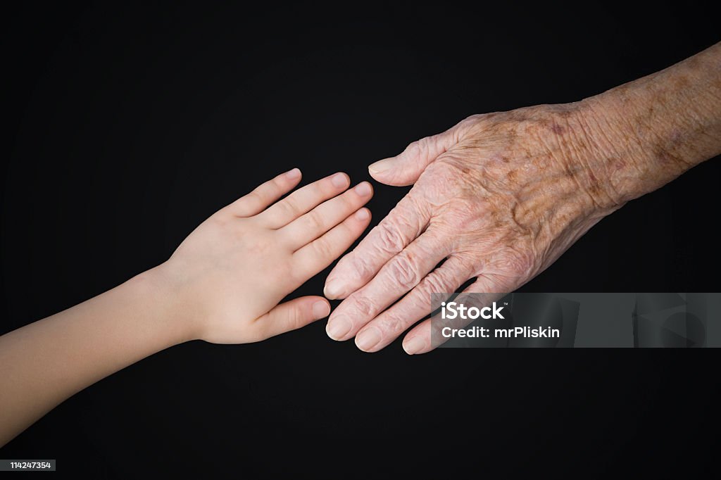 Älterwerden – Junge und alte Hände - Lizenzfrei Leberfleck - Hautausschlag Stock-Foto