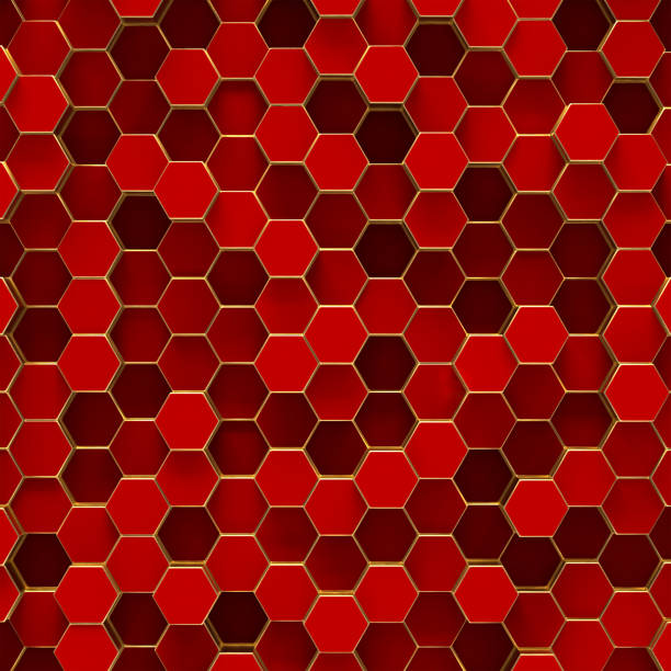 Abstract minimalistic background with red hexagons stock photo