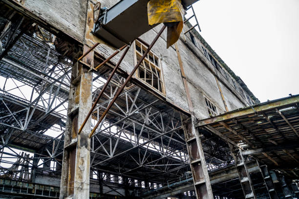 istock Old destroyed abandoned factory 1142485146