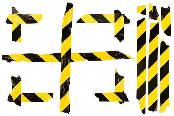 Caution lines backgrounds Worn hazard stripes Warning tapes Danger signs