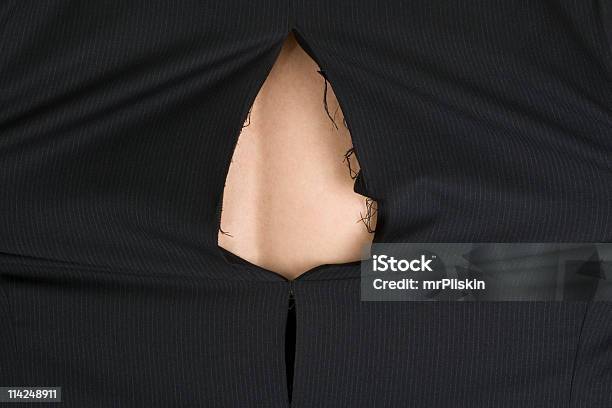 Torn Business Jacket Stock Photo - Download Image Now - Anger, Backache, Breaking