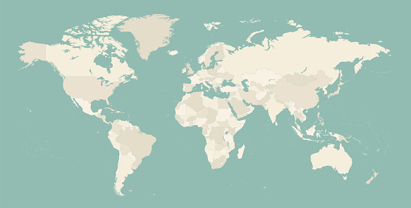 High Detailed World Map Contour - vector illustration