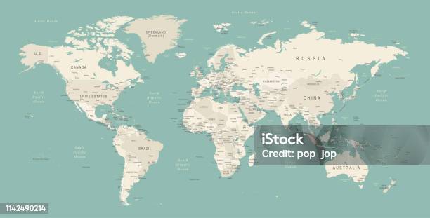 Карта Мира — стоковая векторная графика и другие изображения на тему Карта мира - Карта мира, Карта, Векторная графика