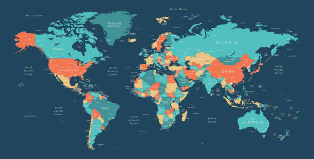 ilustraciones, imágenes clip art, dibujos animados e iconos de stock de mapa del mundo - world map