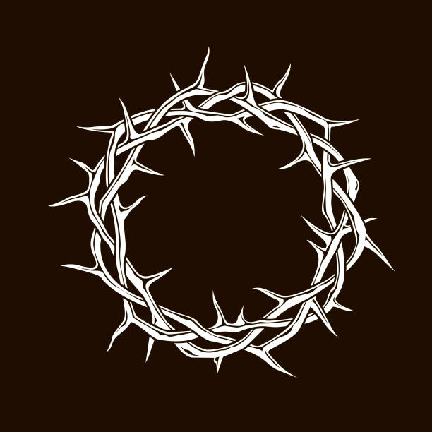 crown of thorns image white crown of thorns image isolated on black background religious text stock illustrations