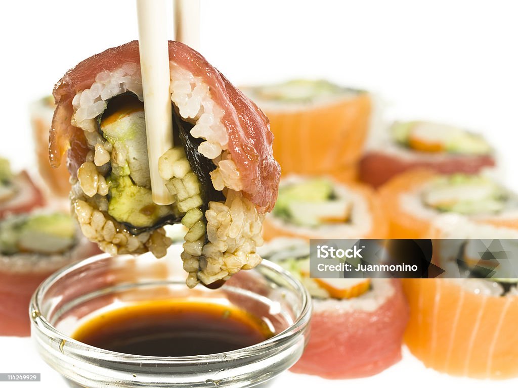 Close Up of Colourful Sushi and Rice  Appetizer Stock Photo