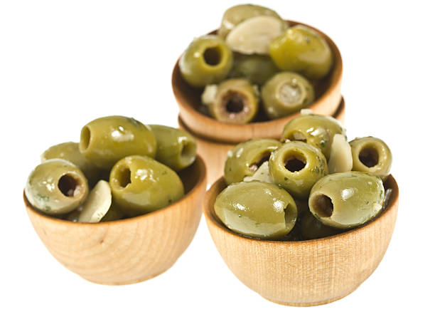 istock Green pitted Garlic olives 114250016