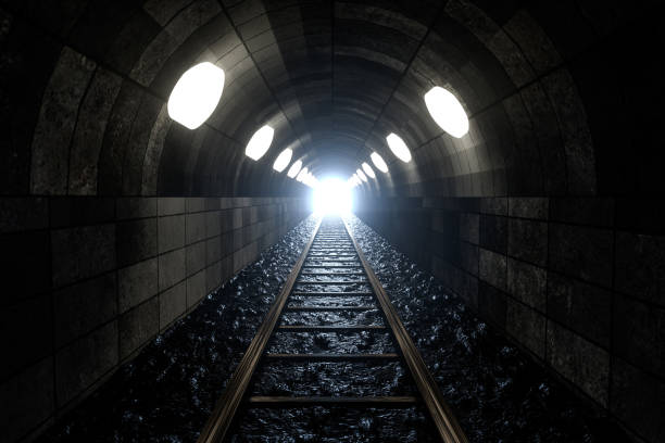 istock The rail in the cave, Perspective background 1142505264