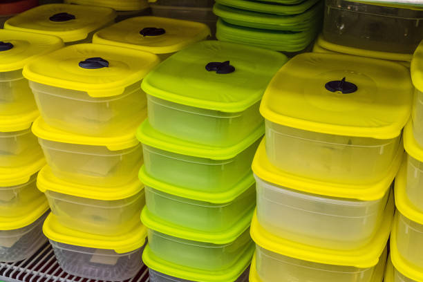 istock Plastic food containers with yellow lids for use in the microwave 1142505748
