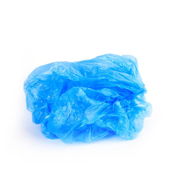 istock Blue wrinkled plastic bag on white background 1142514609