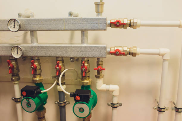 istock Hot water boiler. Boiler room with a heating system. 1142517301