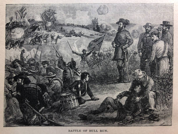 historie spojených států - bitva u bull run - 1861- ilustrace - black history in the us stock ilustrace