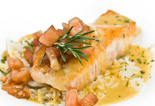 filetto di salmone - main course salmon meal course foto e immagini stock