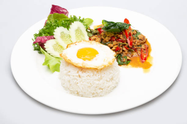 istock Minced pork basil rice Fried egg. Popular Thai food 1142525882