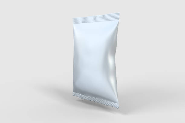 istock 3d rendering, white packing bags with white background 1142525891