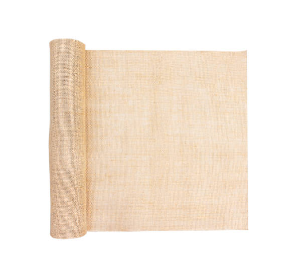 istock Top view rolled up sackcloth isolated on white background with clipping path 1142527686