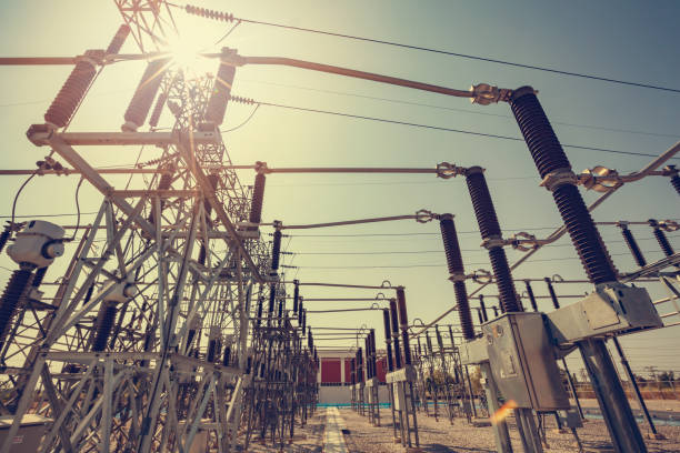 istock High voltage electric insulated yard. Is an access point for multiple power supply points. 1142529956
