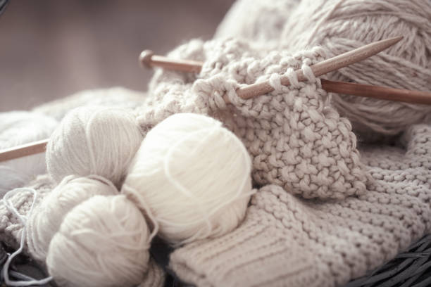 istock The macro concept of knitting wool and needles 1142533519