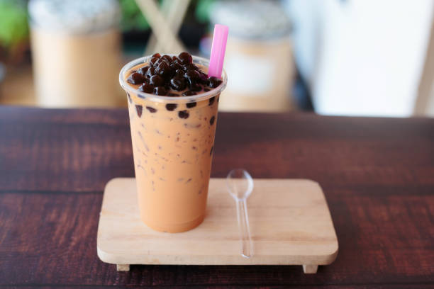 istock Ice bubble milk tea in takeaway glass 1142539783
