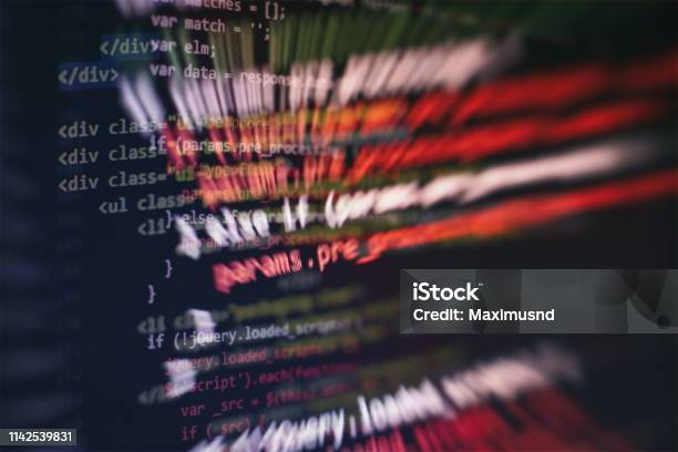 Css Javascript And Html Usage Monitor Closeup Of Function Source Code ...