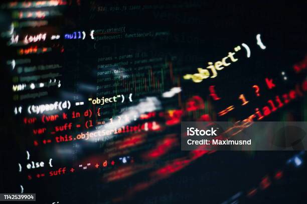Css Javascript And Html Usage Monitor Closeup Of Function Source Code ...