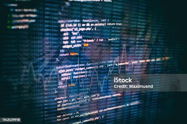 Css Javascript And Html Usage Monitor Closeup Of Function Source Code ...
