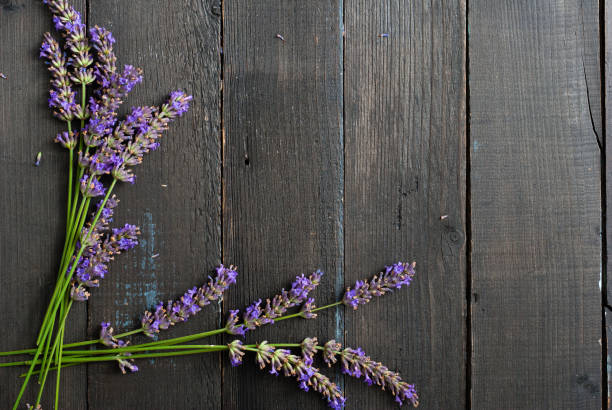 istock Lavender bunch on black wooden 1142540670