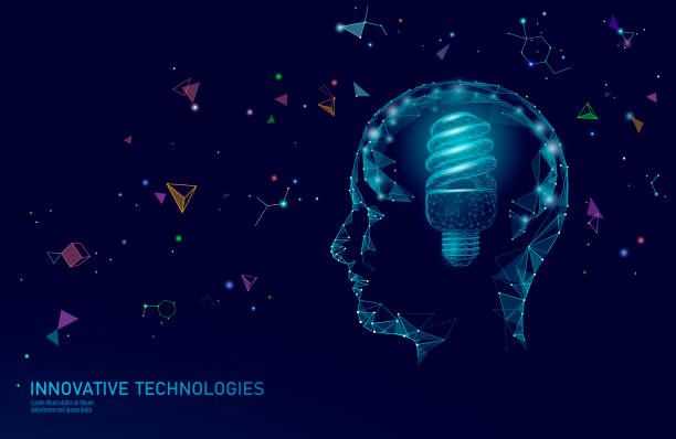 Human brain IQ smart business concept. Fluorescent lamp ecology idea brain power. Brainstorm creative idea project work low poly polygonal vector illustration Human brain IQ smart business concept. Fluorescent lamp ecology idea brain power. Brainstorm creative idea project work low poly polygonal vector illustration art nootropic stock illustrations