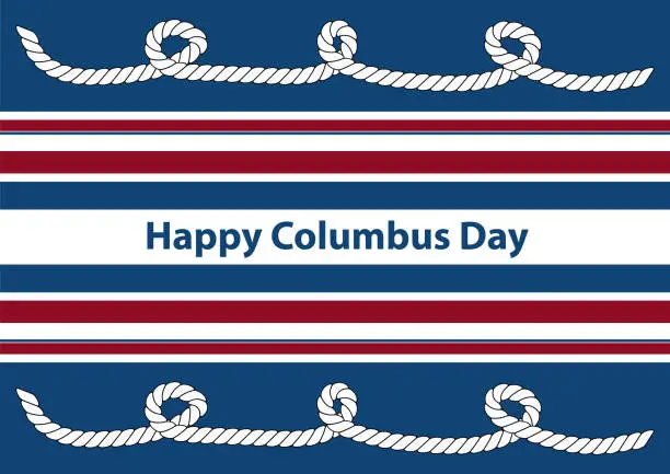 Vector illustration of Bue striped  banner Happy Columbus Day.