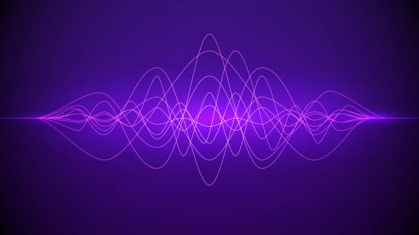 istock Sound wave. Abstract purple color light dynamic flowing. Music or technology background. Vector illustration 1142550306