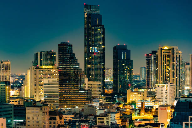 istock Bangkok skyscrapers at night 1142550842