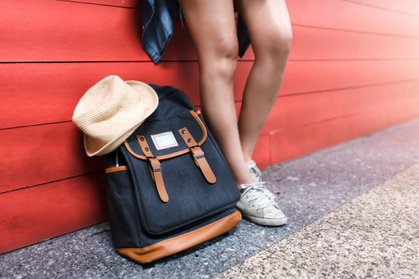 istock Traveler and backpack.  Travel concept. 1142551483