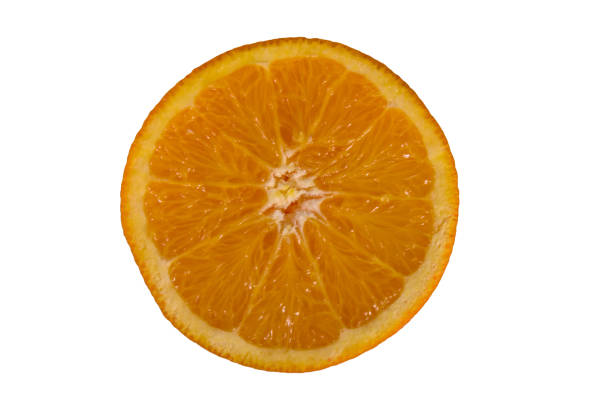 istock Halved orange fruit isolated on a white background 1142551732