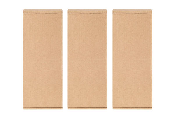 istock Cardboard boxes arranged in a row. Isolated on a white background. 1142553417