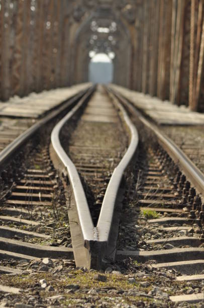 istock Railway bridge. Torah, steel construction. Crossing the river. 1142557117
