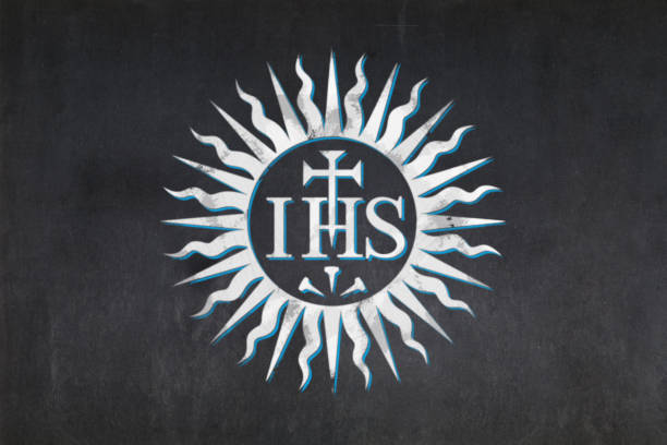 Christogram of the jesuits drawn on a blackboard