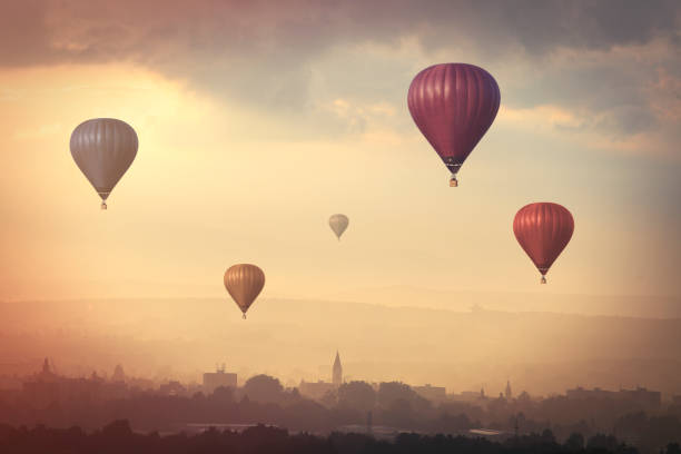 istock Flying balloons on the sky 1142561864
