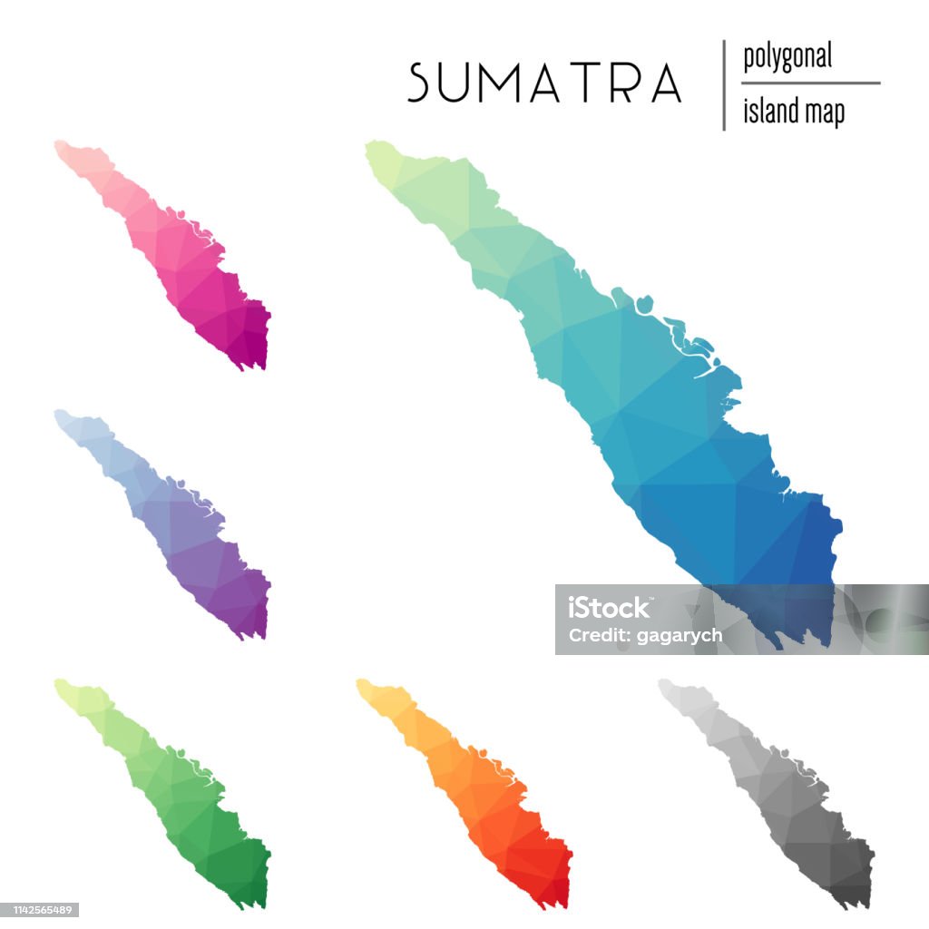 Sumatra Gradient Set Of Vector Polygonal Sumatra Maps Filled With Bright Gradient Of Low ...